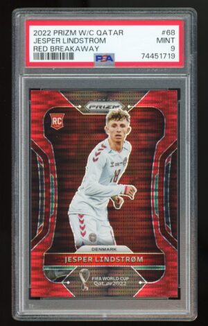 2022 Prizm World Cup Jesper Lindstrøm Breakaway Red Prizm #16/99 RC PSA 9 MINT