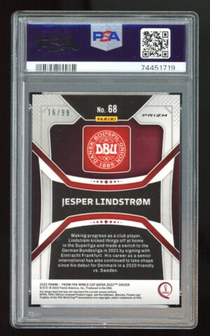 2022 Prizm World Cup Jesper Lindstrøm Breakaway Red Prizm #16/99 RC PSA 9 MINT