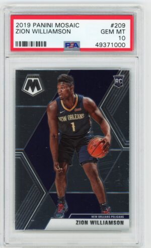 2019-20 Mosaic Zion Williamson RC #209 PSA 10 GEM Mint Pelicans Rookie Card