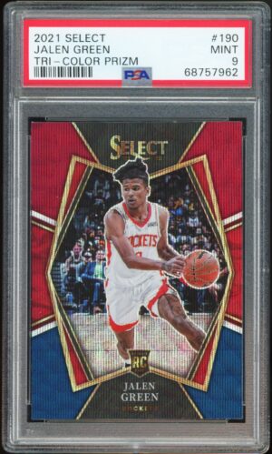 Jalen Green - 2021 Select Premier Level Tri-Color Prizm Rookie RC #190 - PSA 9 MINT