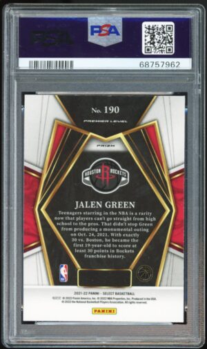 Jalen Green - 2021 Select Premier Level Tri-Color Prizm Rookie RC #190 - PSA 9 MINT