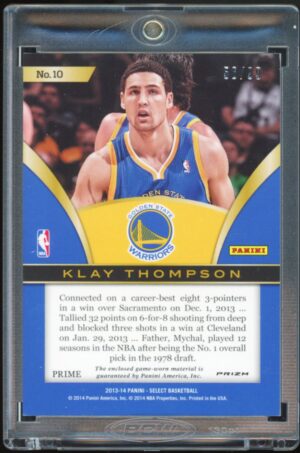 2013-14 Select KLAY THOMPSON Purple Prizm Game Worn Jersey /99