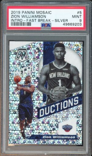 2019-20 Mosaic Zion Williamson Fast Break Prizm Introductions Rookie RC #5 PSA 9