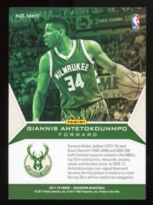 2017-18 Panini Ascension Making History Giannis Antetokounmpo #MH7