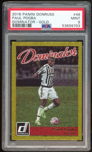 2016-17 Panini Donruss Soccer Paul Pogba Dominator Gold Parallel PSA 9 Mint