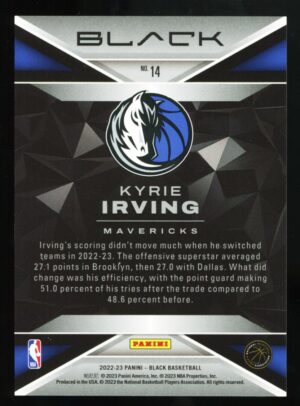 2022 Panini Black Kyrie Irving #14 Silver Swirl /75