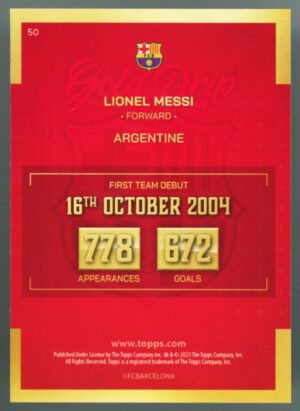 2022-23 Topps FC Barcelona Team Set Gold Drip Lionel Messi #50