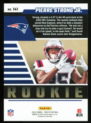 2022 Panini Zenith Pierre Strong Jr. Rookie Patriots Football Card #141