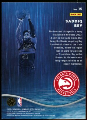 2022-23 Panini Donruss Optic Raining 3s Saddiq Bey #15 Hawks