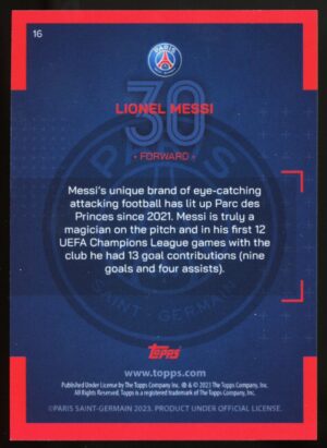 2022-23 Topps Paris Saint-Germain Official Team Set Base Lionel Messi #16