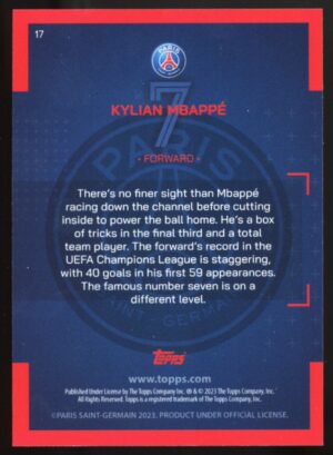 2022-23 Topps Paris Saint-Germain Team Set Kylian Mbappe #17