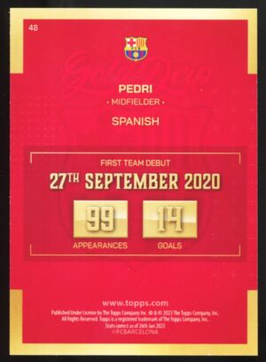 2022-23 Topps FC Barcelona Team Set Gold Drip Pedri #48