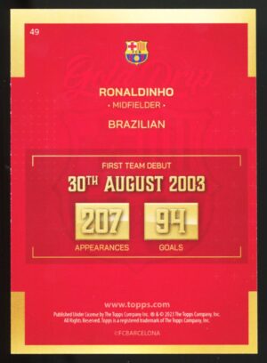 2022-23 Topps FC Barcelona Team Set Gold Drip Ronaldinho #49