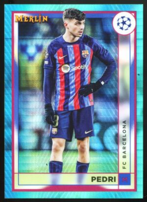 2022-23 Topps Chrome Merlin UEFA Pedri #47 Aqua Prism Refractor FC Barcelona