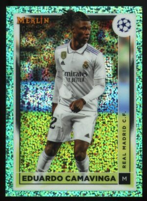 2022-23 Topps Merlin Chrome UEFA Eduardo Camavinga #121 Aqua Speckle Refractor #/199 Real Madrid