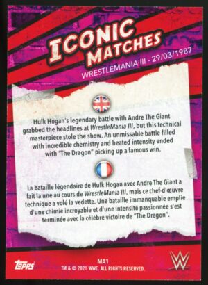 2021 Topps WWE Iconic Matches Wrestlemania III The Dragon VS. Macho Man #MA1