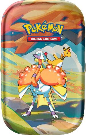 Pokemon Tin - Summer Vibrant Paldea Mini Tin: Espathra & Ampharos (2 Boosters & Klistermærker)