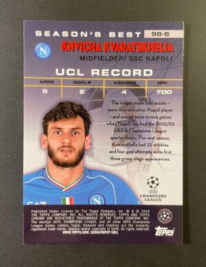 2023-24 Topps Chrome UEFA1998 Shooting Stars #98-6 Khvicha Kvaratskhelia