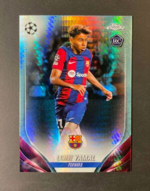 2023-24 Topps Chrome UEFA Lamine Yamal Aqua Prism Refractor Rookie RC #64