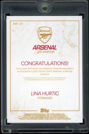 2023-24 Topps Arsenal Forever Lina Hurtig Green /99 Auto #AW-LH