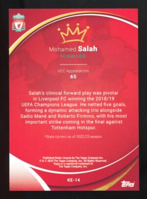 2023-24 Topps Chrome Liverpool MOHAMED SALAH Kings of Europe Base #KE-14