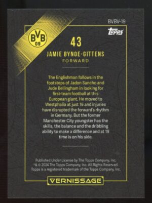 2023-24 Topps Borussia Dortmund VERNISSAGE Jamie Bynoe-Gittens #BVBV-19