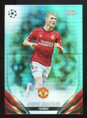 2023-24 Topps Chrome UEFA Aqua Prism Refractor Rasmus Højlund #131