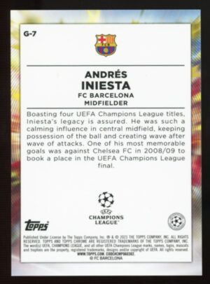 2022-23 Topps Chrome UCC Andres Iniesta Golazo Orange Lava #G-7 Barcelona SSP