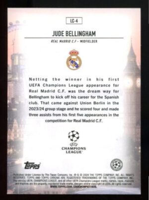 2023-24 Topps Chrome UEFA Club London Calling #LC4 Jude Bellingham