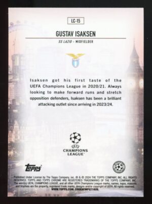 2023-24 Topps Chrome UEFA Club London Calling #LC15 Gustav Isaksen