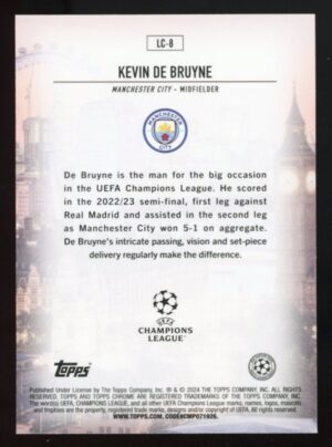 2023-24 Topps Chrome UEFA Club Competitions London Calling #LC8 Kevin De Bruyne