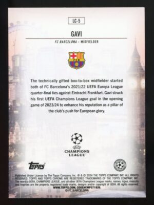 2023-24 Topps Chrome UEFA Club Competitions London Calling Gavi #LC-5