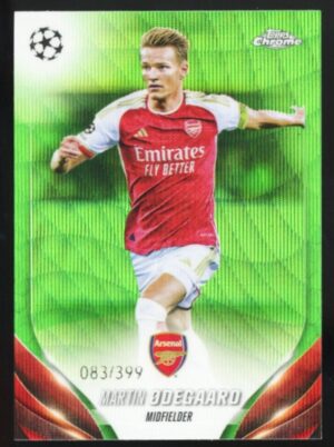 2023-24 Topps Chrome UEFA Club Competitions Neon Green Wave Refractors /399 Martin Ødegaard #111