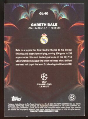 2023-24 Topps Chrome UEFA Club Competitions Golazo #GL10 Gareth Bale