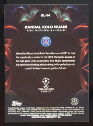 2023-24 Topps Chrome UEFA Club Competitions Golazo Randal Kolo Muani #GL-14