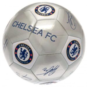 Chelsea FC Sig Sølv Fodbold m. Autografer – Str. 5