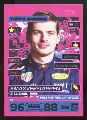 Topps Turbo Attax F1 2024 Max Verstappen Topps Awards Pink Parallel #309