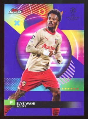 2023-24 TOPPS FINEST UEFA UCC ELYE WAHI RC #7 PURPLE REFRACTOR /299 LENS