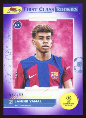 2023-24 Topps Finest UEFA First Class Rookie Lamine Yamal Purple /299