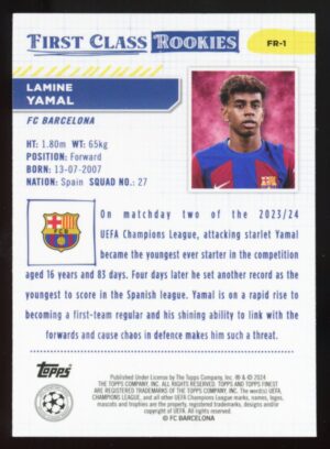 2023-24 Topps Finest UEFA Lamine Yamal First Class Rookies RC #FR-1