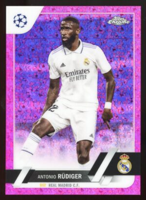 2022-23 Topps Chrome UEFA Antonio Rüdiger #58 Pink Mini-Diamond Refractor Numbered /175