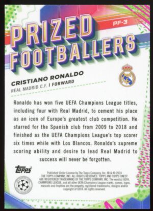 2023-24 Topps Finest CRISTIANO RONALDO #PF-3 Prized Footballers