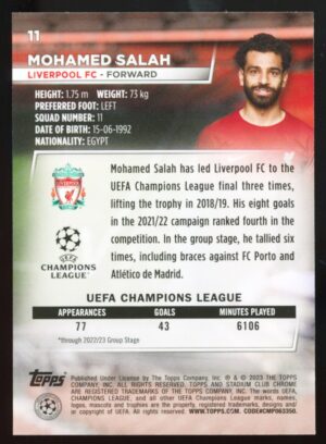 2022-23 Topps Stadium Club Chrome UEFA Competitions  Mohamed Salah #11