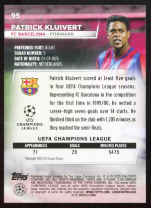 2022-23 Topps Stadium Club Chrome UEFA Competitions Patrick Kluivert #95