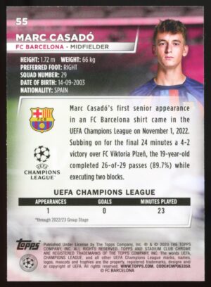 2022-23 Topps Stadium Club Chrome UEFA Competitions Marc Casadó #55