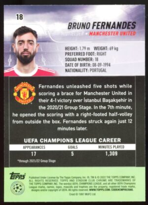 2021-22 Stadium Club Chrome UEFA Champions League Bruno Fernandes #18