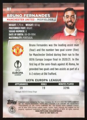 2022-23 Topps Stadium Club Chrome UEFA Competitions Bruno Fernandes #81