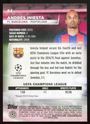 2022-23 Topps Stadium Club Chrome UEFA Competitions Andrés Iniesta #84