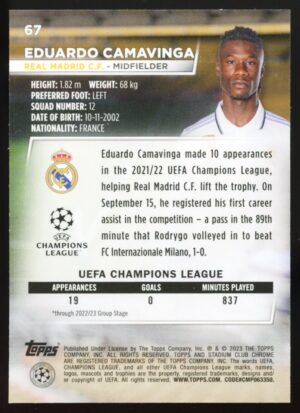 2022-23 Topps Stadium Club Chrome UEFA Competitions Eduardo Camavinga #67