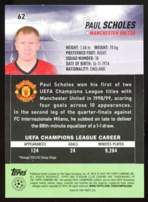 2021-22 Stadium Club Chrome UEFA Champions League Paul Scholes #62